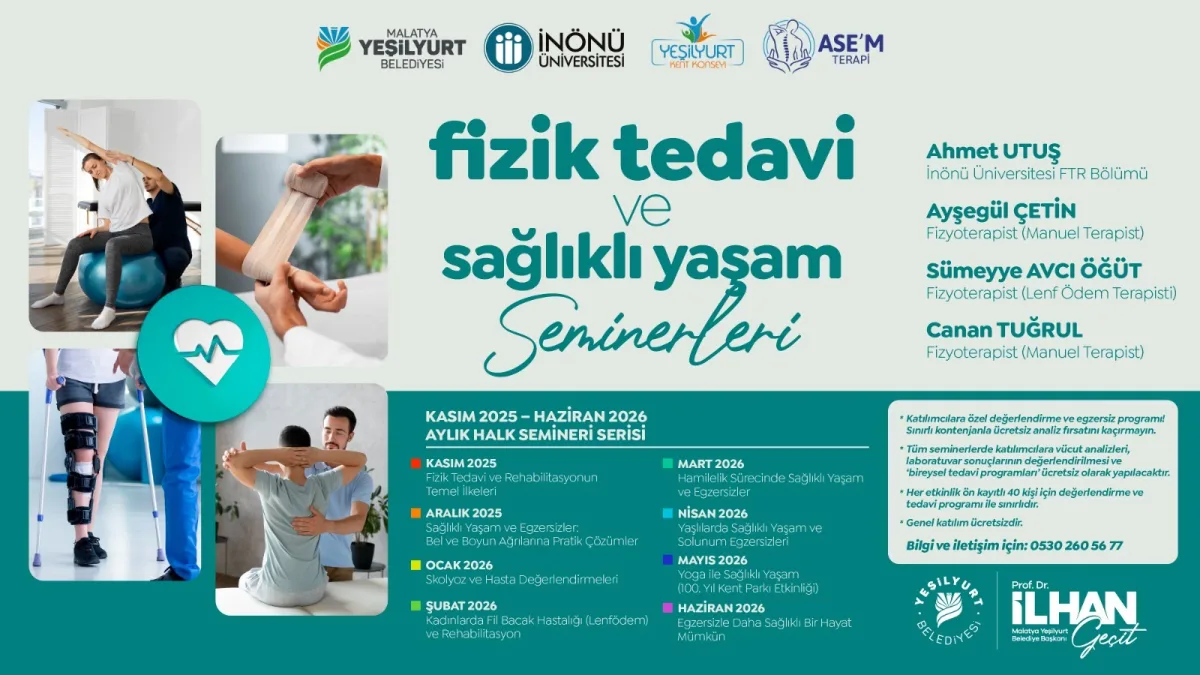 Yeşilyurt’ta ‘Fizik Tedavi Ve Sağlıklı Yaşam Seminerleri’ 1 Kasım’da Başlıyor!