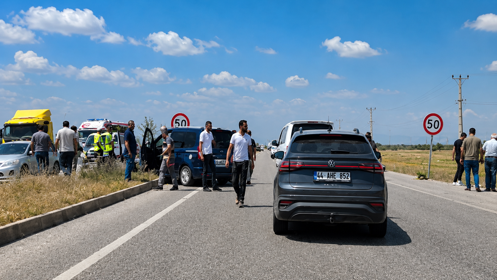 Malatya’da İki Hafif Ticari Aracın Karıştığı Trafik Kazasında 3 Kişi Yaralandı.