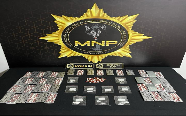 Malatya’da Narkotik Operasyonu: 1.370 Sentetik Ecza Hap ve Kokain Ele Geçirildi