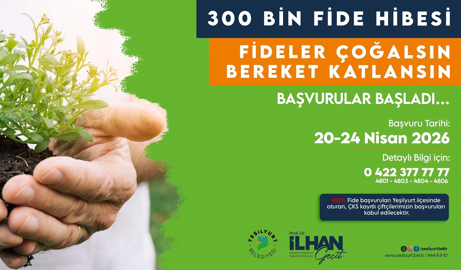 Yeşilyurt Belediyesi 300 Bin Adet Fide Dağıtımı Yapacak